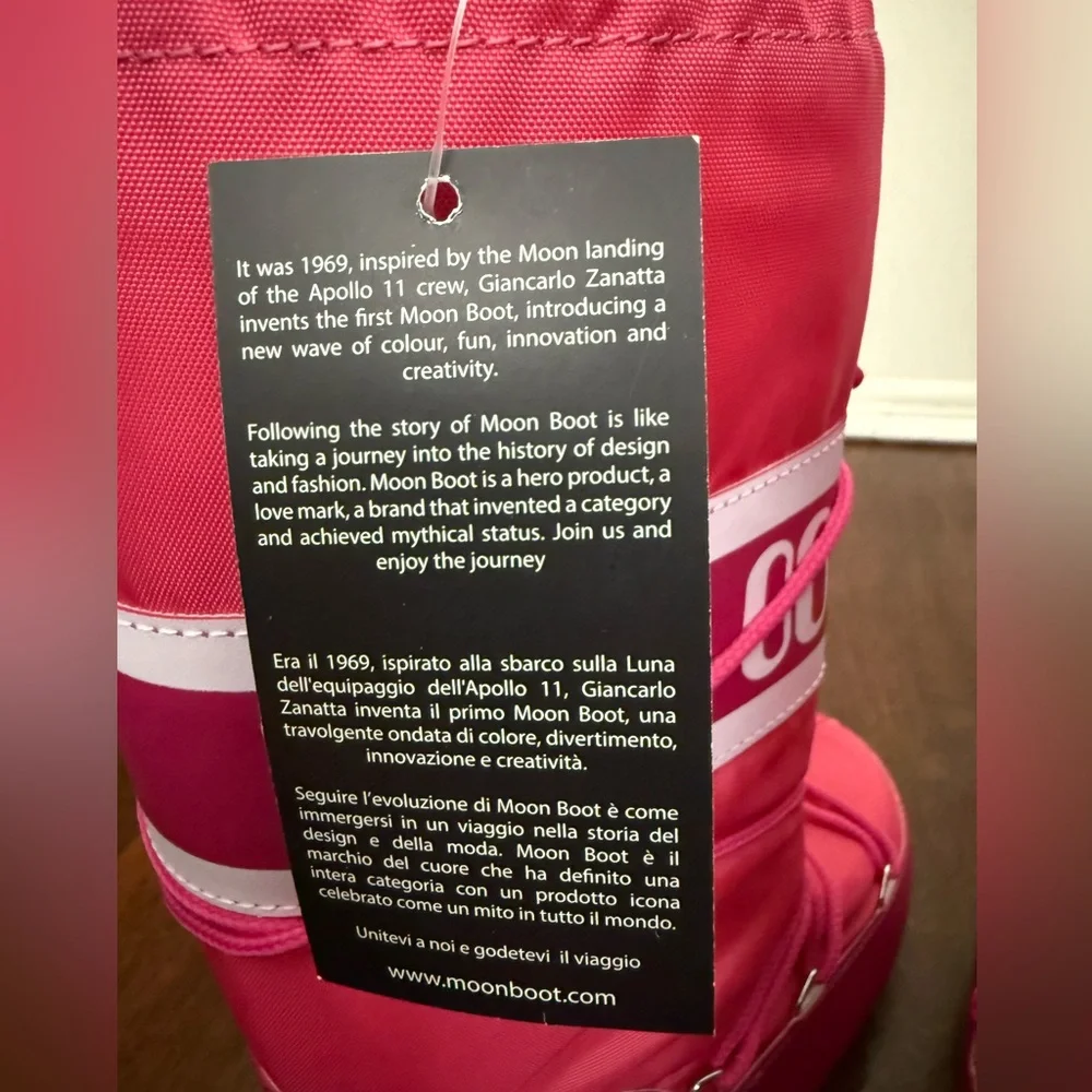 NWT Moon Boot Icon Nylon Boots in Bougainvillea/ Hot Pink Size 7 - Picture 15 of 17